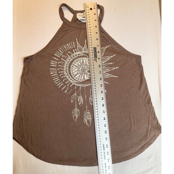 French Pastry Los Angeles Women Blouse size L Brown Sleeveless Dream Catcher - Picture 3 of 7
